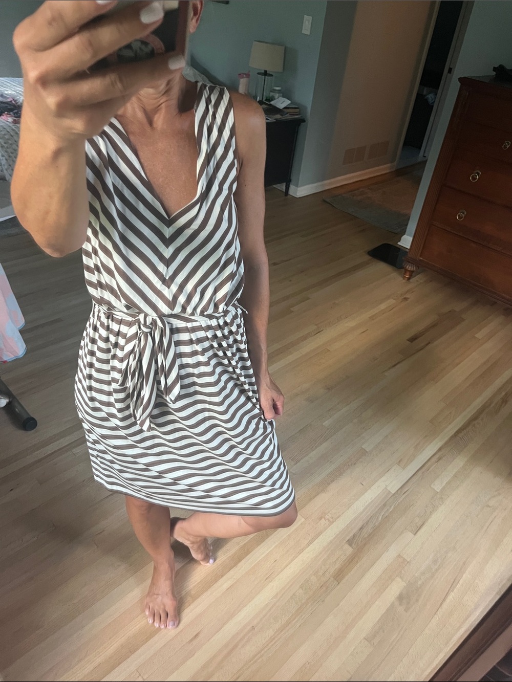 Talbots Brown-Striped Dress, Small